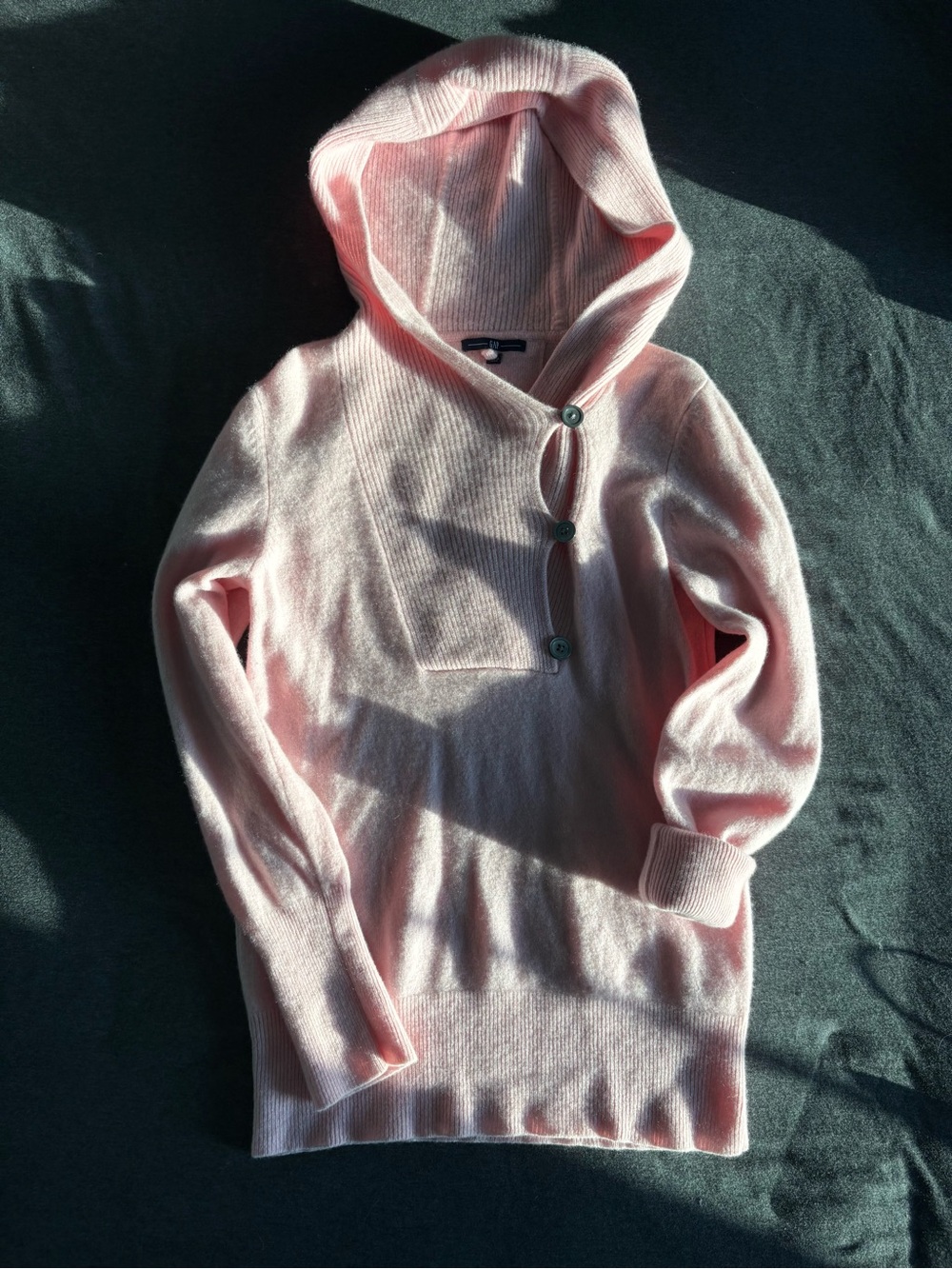 Vintage Gap Y2K 100% Cashmere Side Button Ballet Barbiecore Hooded Sweater